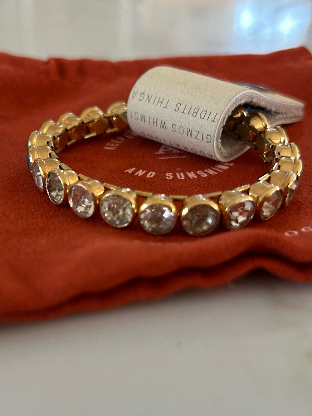 NWT Anthropologie gold stretch bracelet with crystals